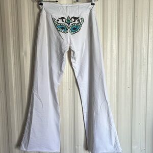 PINK LOTUS White Yoga Pants with Detailed Pocket Stitch Rear Pattern Womens S